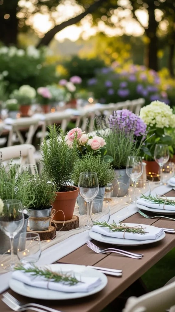8. Potted Plant Centerpieces