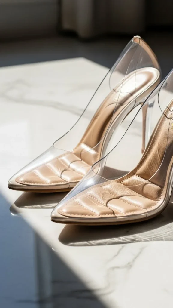 8. Transparent Heels with Comfort Pads