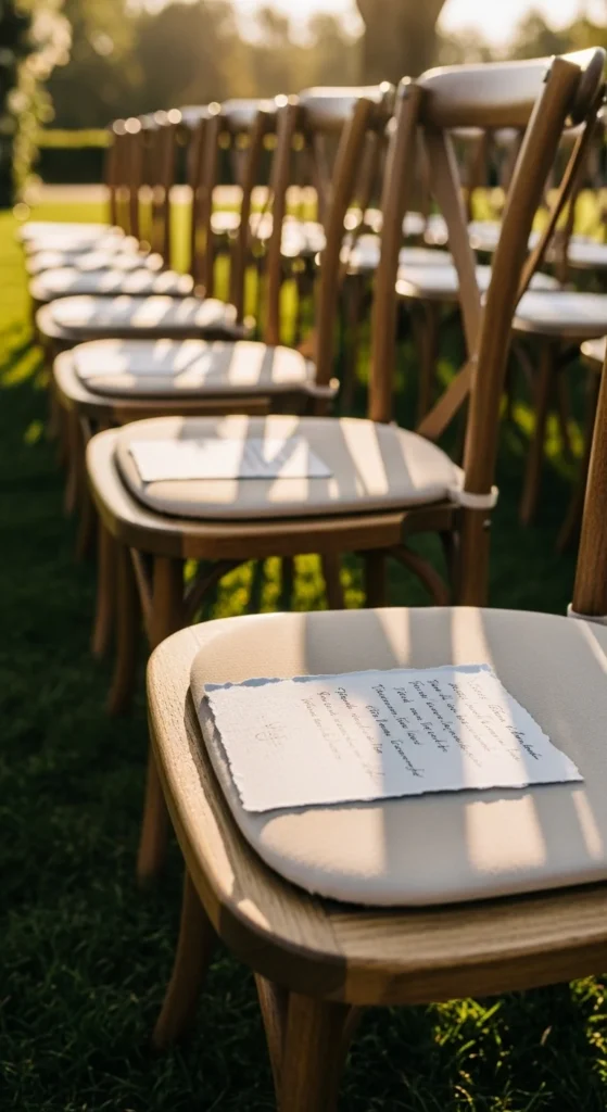 1. Handwritten Welcome Notes on Chairs