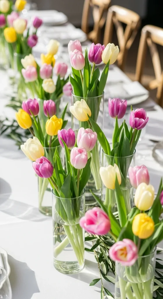 1. Tulips in Clear Glass Vases