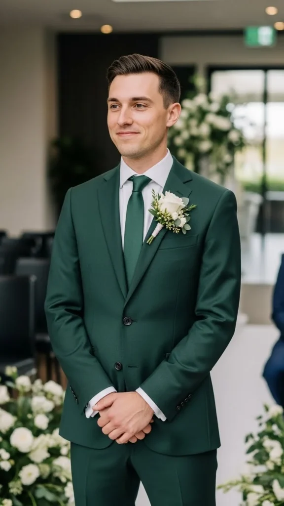 10. Dark Green Suit for Subtle Color
