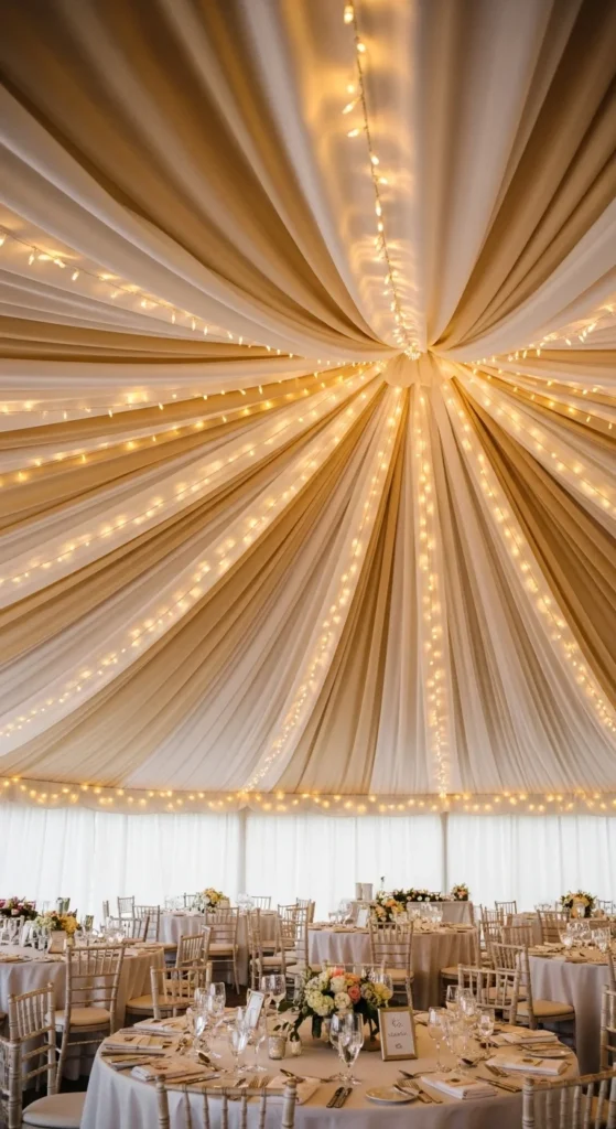 11. Tent Ceiling Draped Lights