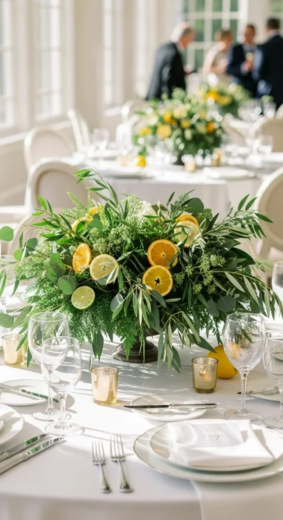 12. Citrus Accents with Greenery