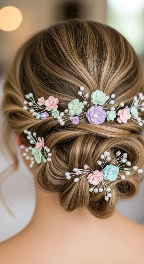 13. Pastel Floral Hair Accessories