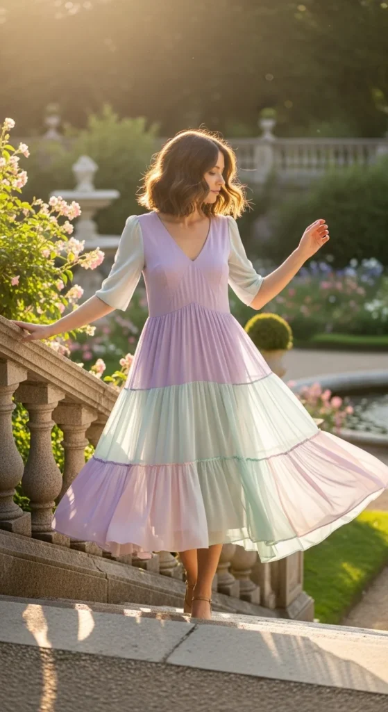 13. Tiered Chiffon Midi Dress