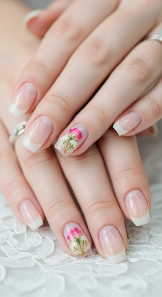 14. Clear Base With Pressed Flower Accent