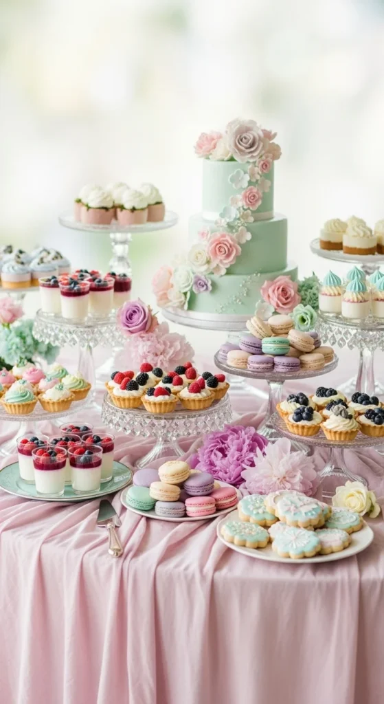 14. Pastel Dessert Table Styling