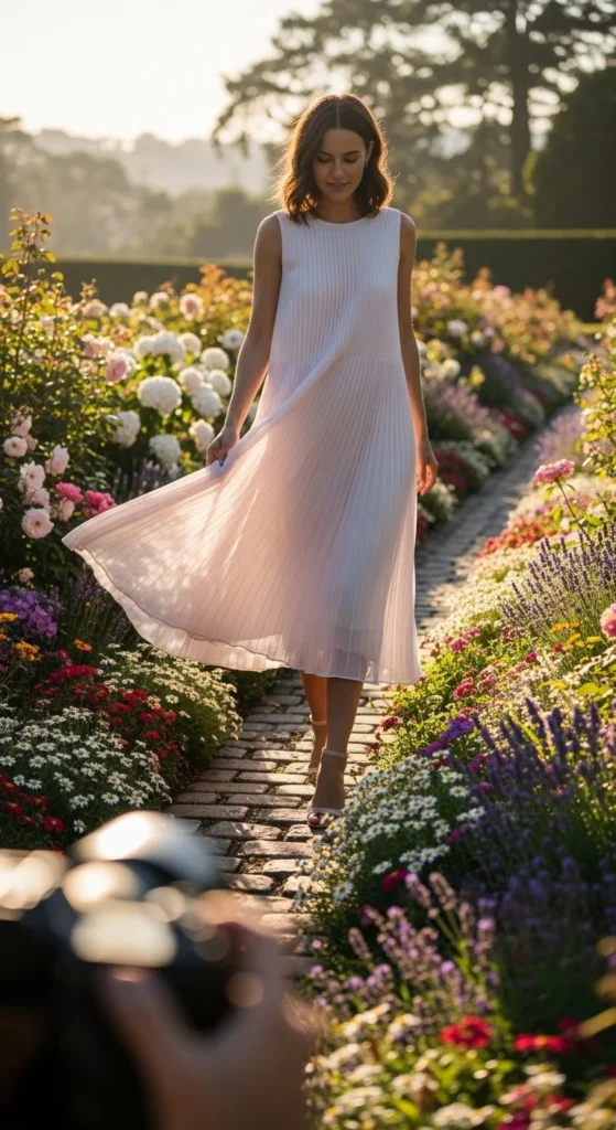 15. Pleated Sleeveless Midi Dress