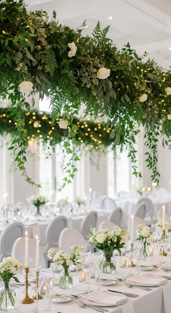 16. Hanging Greenery Over Tables