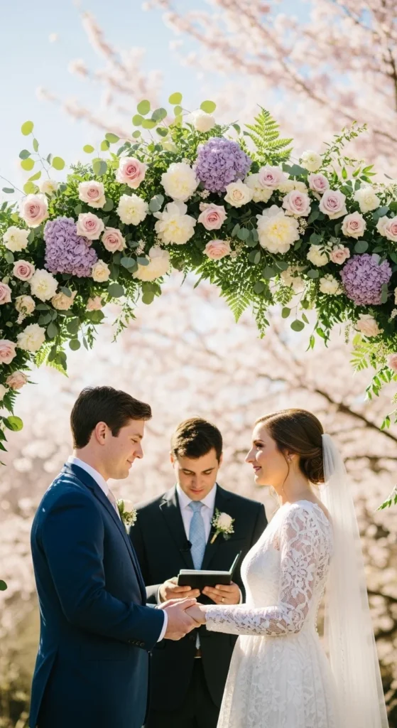 17 Breathtaking Spring Wedding Flower Arch Ideas That Frame Your Vows Beautifully (1)