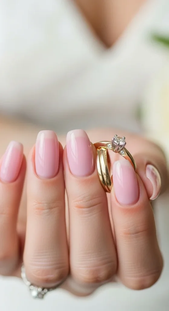 17. Sheer Pink With Glossy Gel Overlay
