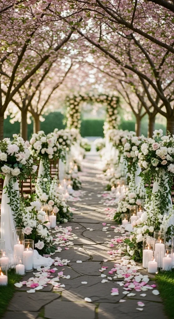 18 Romantic Spring Wedding Aisle Decor Ideas That Set the Perfect Mood (2)