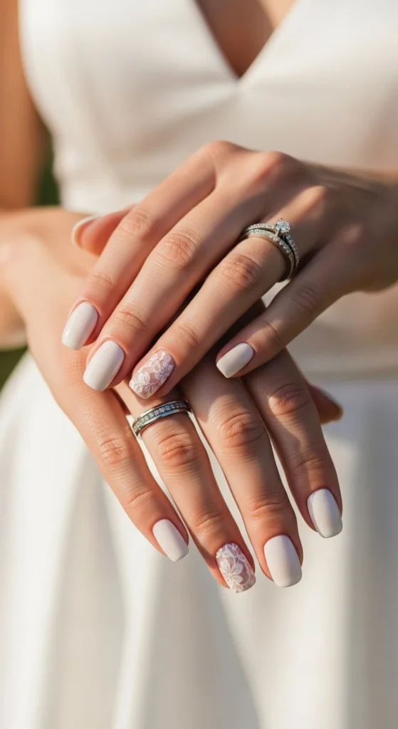 18. Cream Nails With Rounded Tips