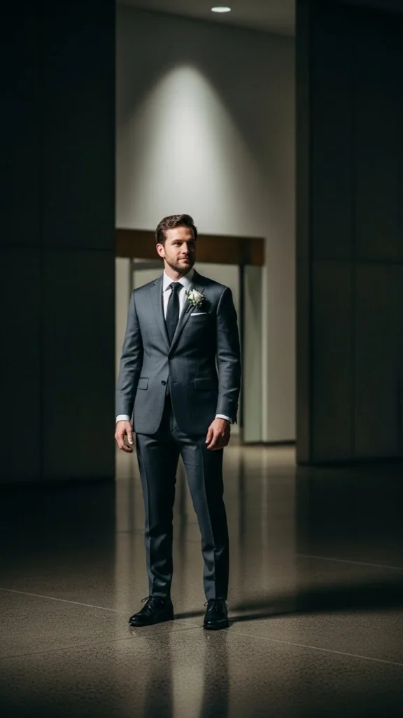 2. Charcoal Gray Suit with Black Accents