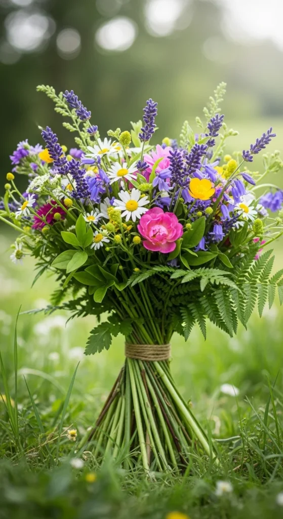 2. Hand-Tied Wildflower Bridal Bouquet