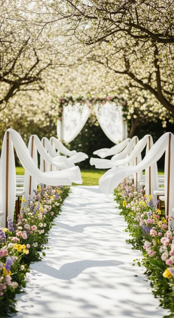 4. Fabric-Draped Aisle Markers