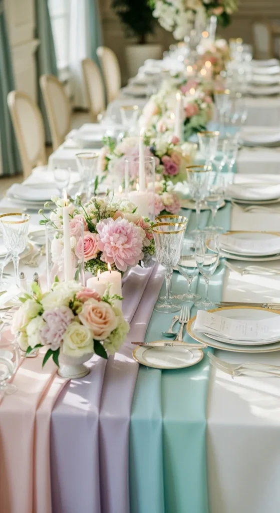 4. Pastel Table Linens and Runners