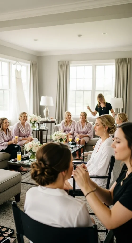 4. Schedule Hair and Makeup in Waves