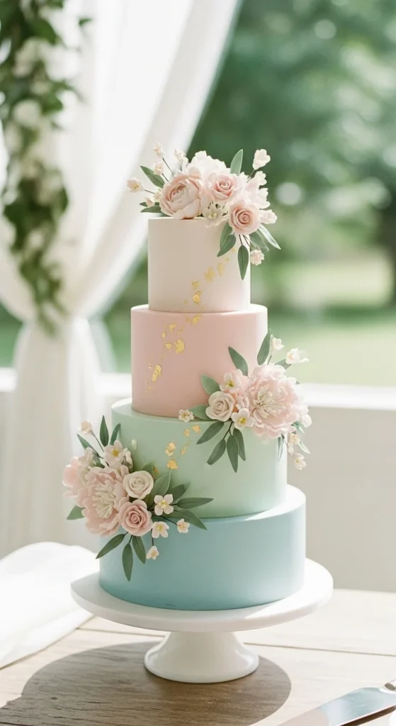 6. Pastel Wedding Cake with Minimal Decor
