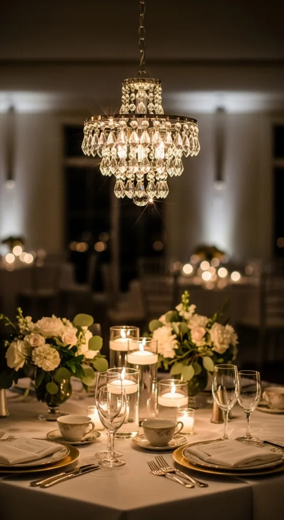 7. Chandelier Centerpieces