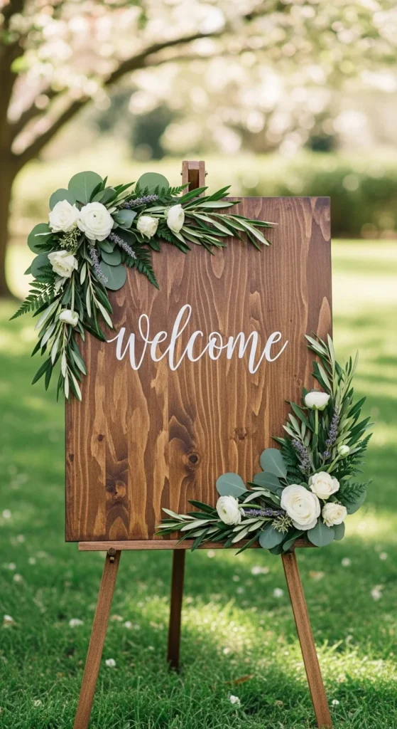 7. Wooden Welcome Sign