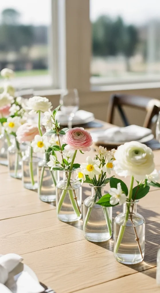 9. Bud Vases in Clean Rows