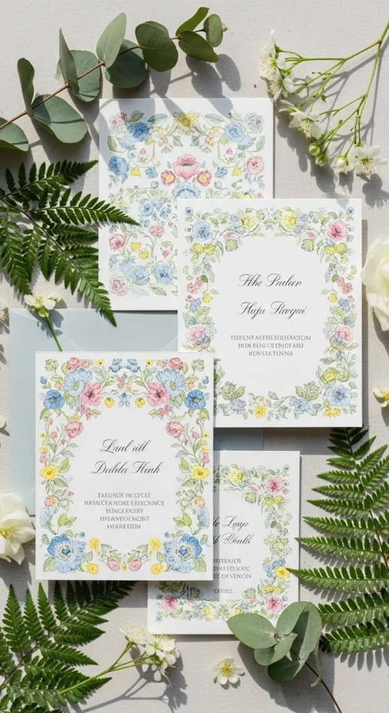 9. Garden-Themed Wedding Invitations