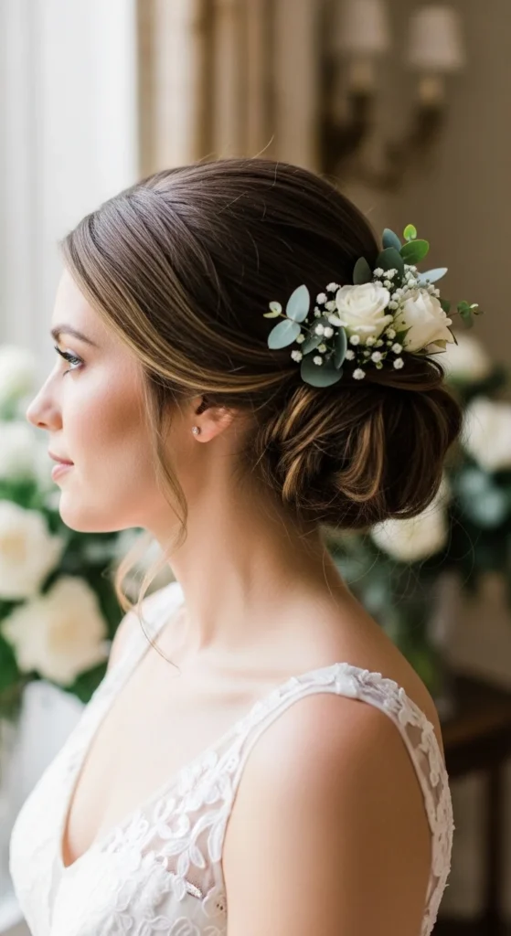 1. Loose Low Chignon With Face-Framing Pieces