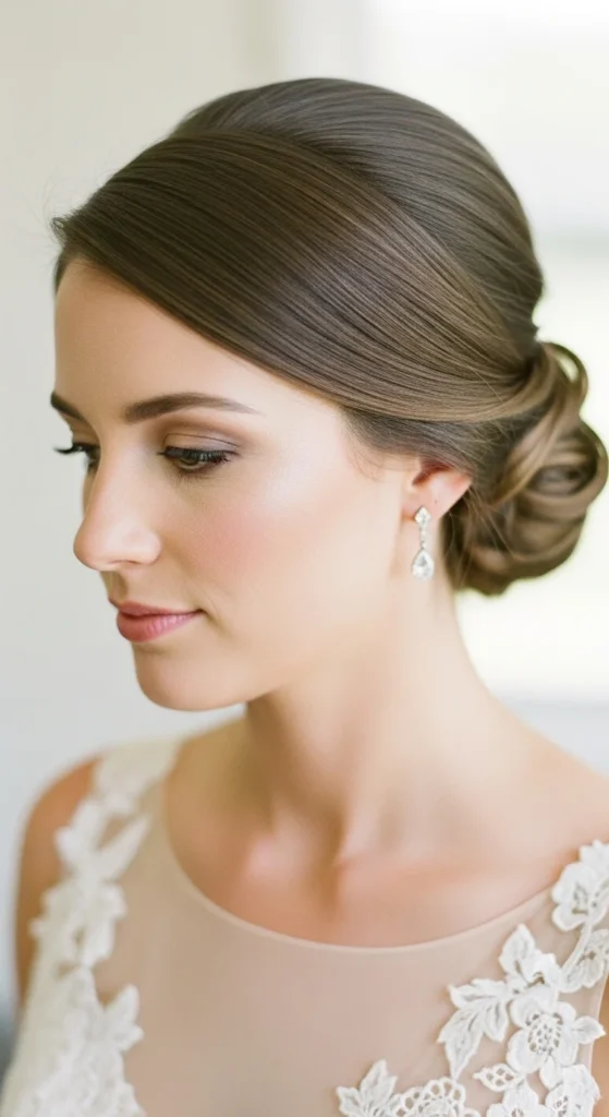 10. Low Bun With Side Part