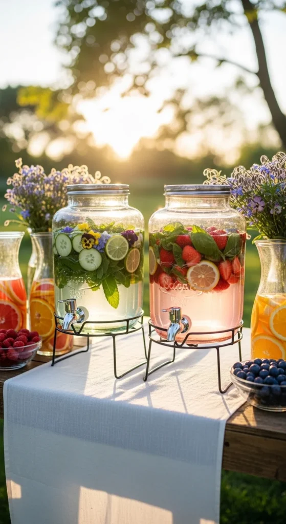 17. Floral Welcome Drinks Station