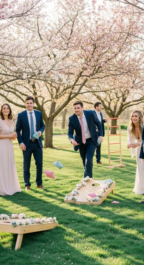 18. Outdoor Lawn Games with Floral Touches