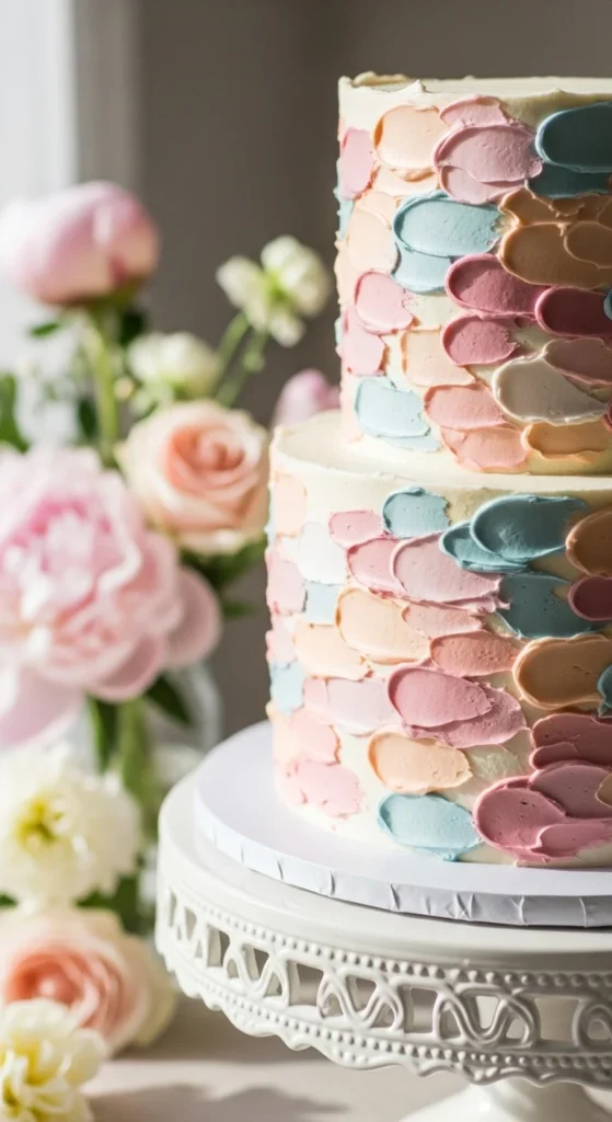 2. Watercolor Buttercream Cake