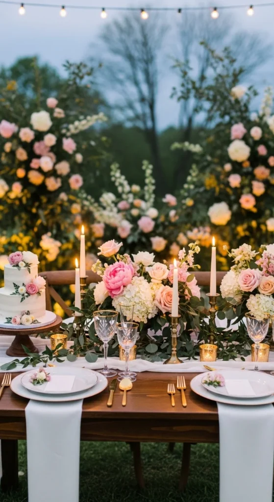 21. Bloom-Filled Sweetheart Table Backdrop