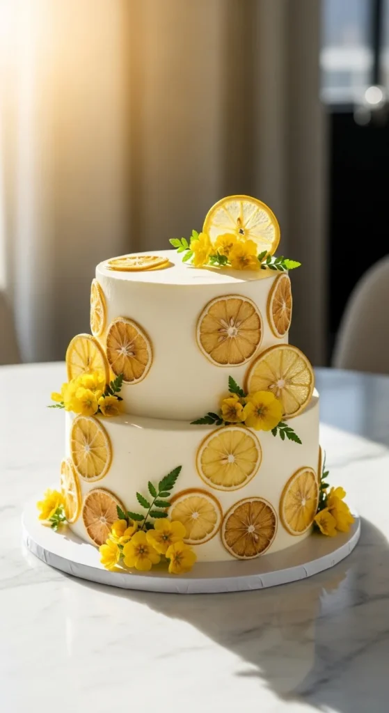 4. Lemon Blossom Cake with Citrus Garnish