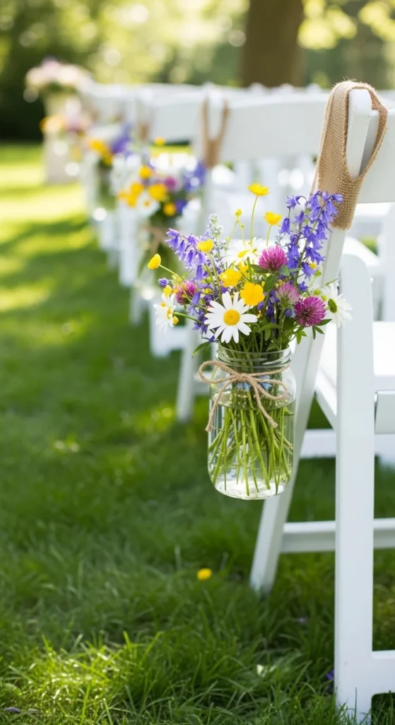 6. Wildflower-Filled Aisle Jars
