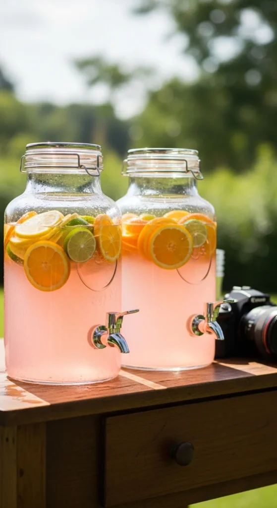 7. Serve Signature Spring Drinks in Glass Dispensers