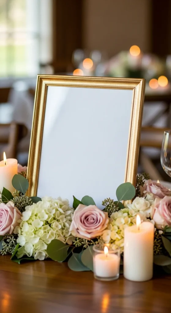 9. Gold Frame Photo Display Sign